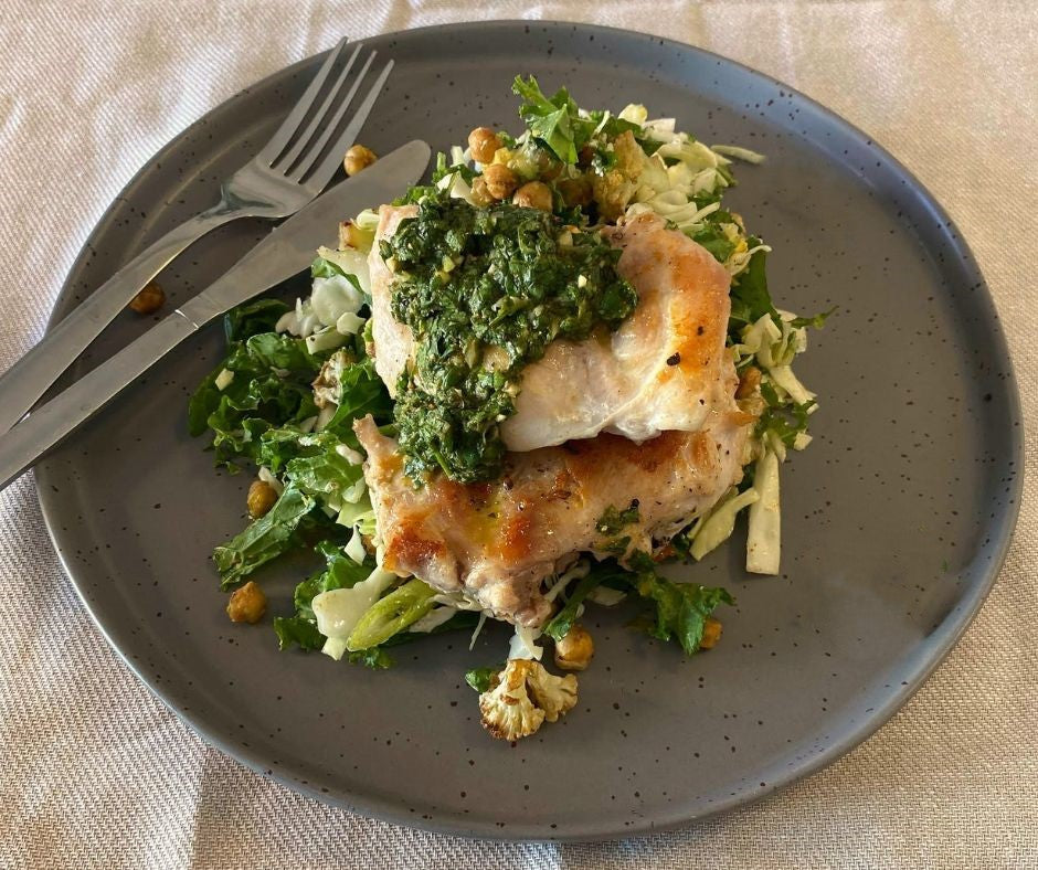 Grilled Chicken Salad with a Zesty Herb Sauce