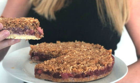 Apple and Raspberry Crumble Slice