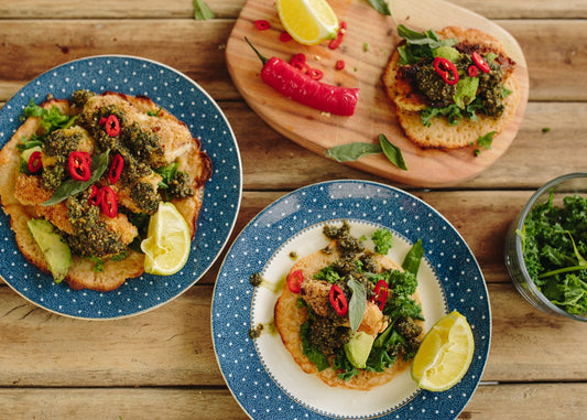 Fish Tacos on Coconut Flat Bread