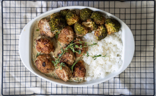Turkey meatballs with a Coconut Herb Sauce