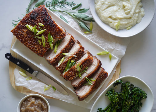 Pork Belly with Cauliflower Puree & Apple Sauce