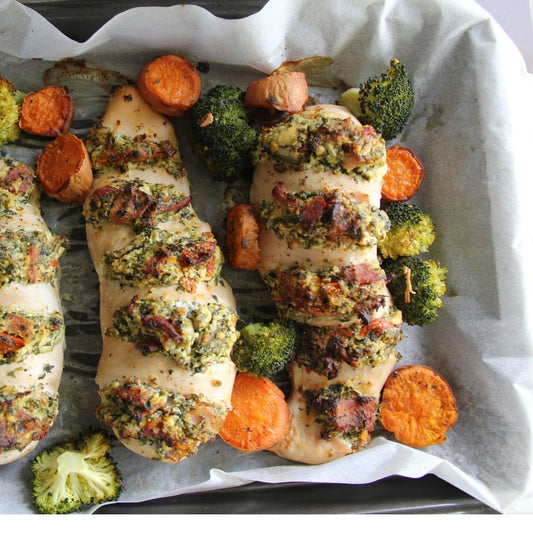 Stuffed Chicken Breast with Crispy Broccoli