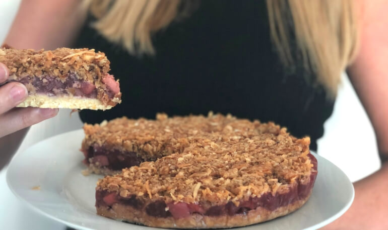 Apple and Raspberry Crumble Slice
