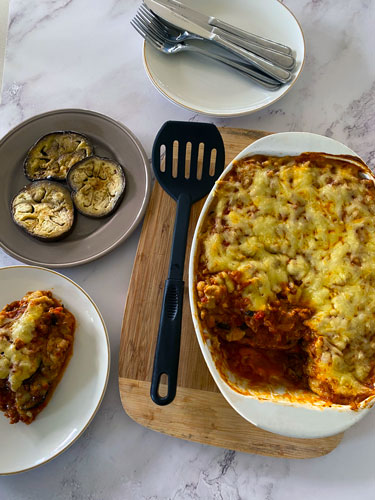 Lamb Moussaka with Cauliflower Bechamel