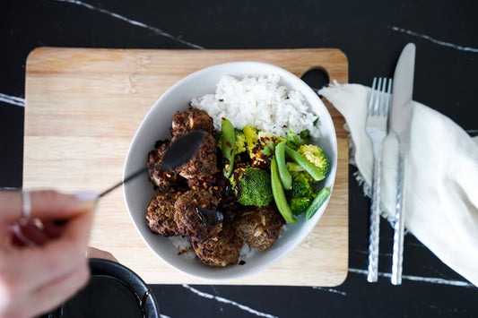 Garlic Beef Meatballs with a Sticky Ginger Sauce